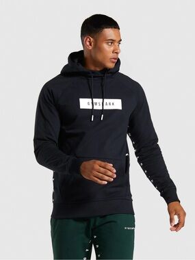 GYMSHARK Contrast Graphic Black Hoodie